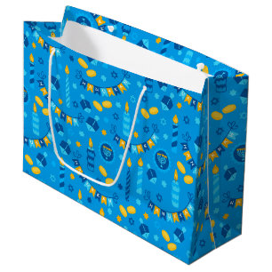 Grand Sac Cadeau Chanukah Streamers Hanoukka Bannières Bleues