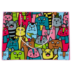 Grand Sac Cadeau Chat et chatons