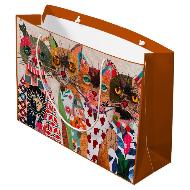 Grand Sac Cadeau Chat multimédia mixte amusant (Dos Angle)