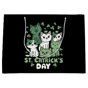 Grand Sac Cadeau Chat St Patrick's Day Drôle Catrick's Day
