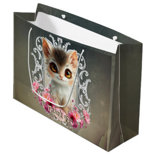 Grand Sac Cadeau Chaton envoûtant, moelleux