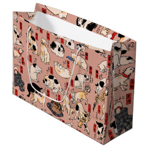 Grand Sac Cadeau Chats japonais Ukiyo-e Funny