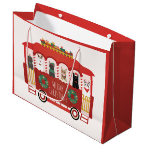 Grand Sac Cadeau Chats Noël Trolly Meowy Noël