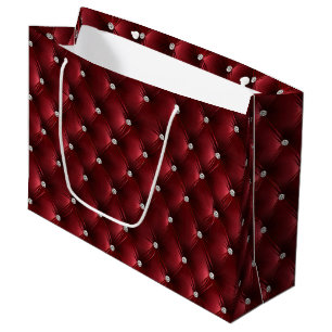 Grand Sac Cadeau Chaud Rouge Chic Faux Velvet
