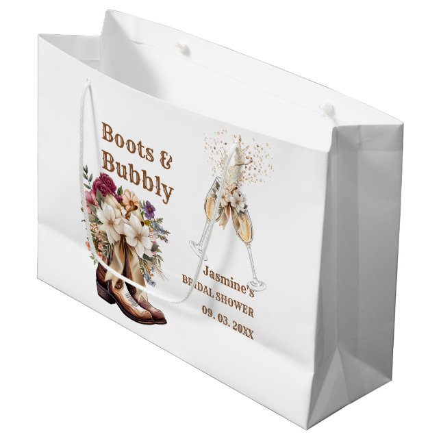 Grand Sac Cadeau Chaussures et pétillant Bohème Occidental Mariage  (Devant Angle)