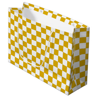 Grand Sac Cadeau Checkered mustard yellow and White 