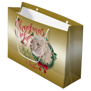 Grand Sac Cadeau CHÈQUE Voeux de Noël Bébé Chèvre Baisers Angora