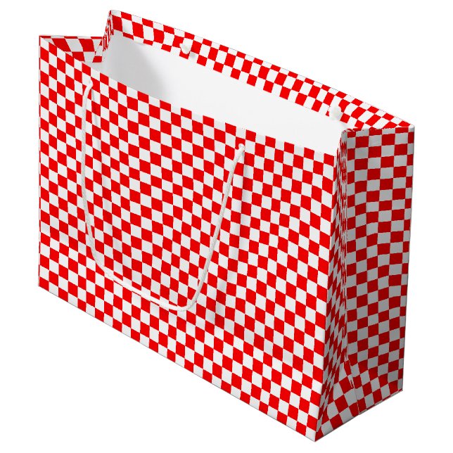 Grand Sac Cadeau Chèques croates rouges et blancs (Devant Angle)