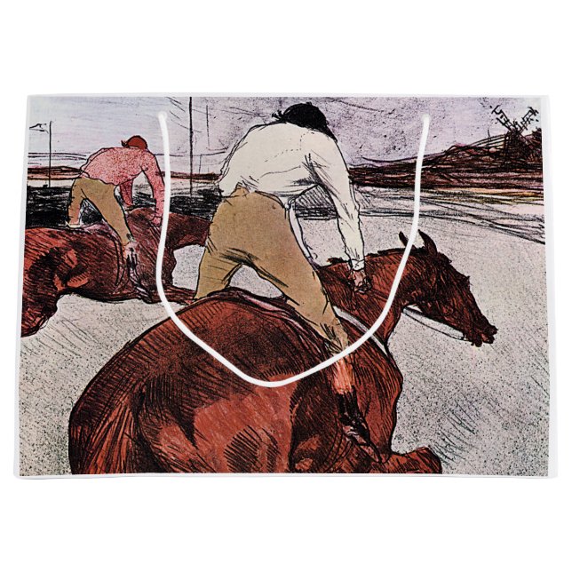 Grand Sac Cadeau Cheval de Jockey et de Course, Lautrec (Devant)