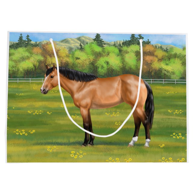 Grand Sac Cadeau Cheval du Quartier des Dun Buckskin (Dos)