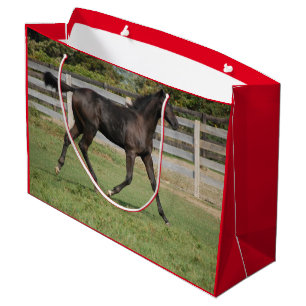 Grand Sac Cadeau Cheval mignon traversant le Jardin