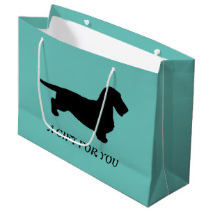 Grand Sac Cadeau Cheveux ronds Dachshund - Silhouette 1