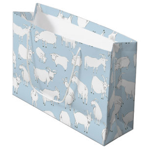Grand Sac Cadeau Chèvres jouant - bleus layette