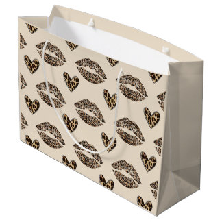 Grand Sac Cadeau Chic Beige & Black Cheetah Print
