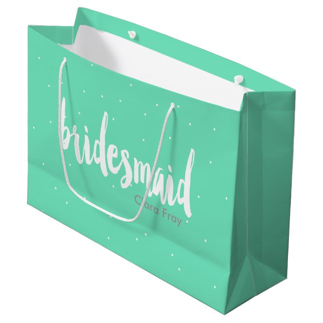 Grand Sac Cadeau chic bridesmaid à la menthe blanche moderne (Devant Angle)