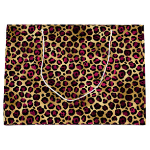 Grand Sac Cadeau Chic Burgundy Gold Cheetah 