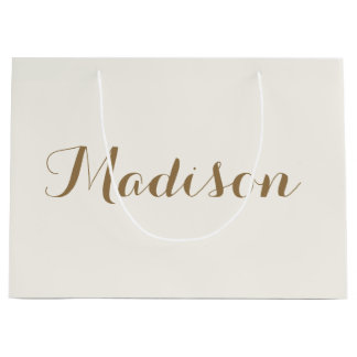 Grand Sac Cadeau Chic crème ivoire minimaliste monogramme grand cad
