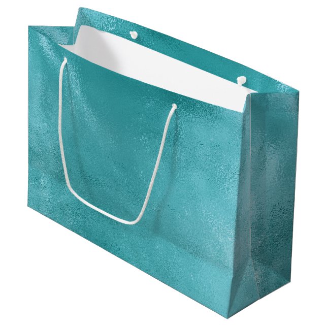 Grand Sac Cadeau Chic Glam Turquoise Aqua Blue Anniversaire (Devant Angle)