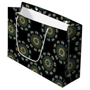 Grand Sac Cadeau Chic Gold & Green Asian Style Motif