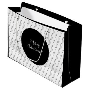 Grand Sac Cadeau Chic Houndstooth Notes musicales Joyeux Noël