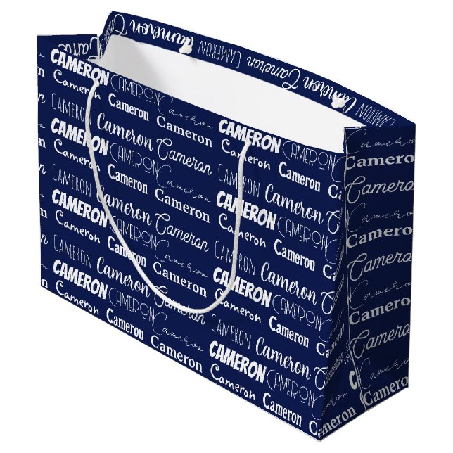 Grand Sac Cadeau Chic Navy Blue Customized Birthday (Dos Angle)