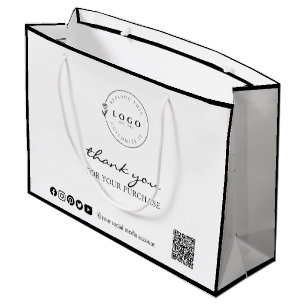 Grand Sac Cadeau Chic Noir & Blanc Merci pour votre achat