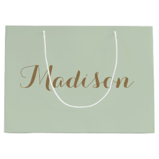 Grand Sac Cadeau Chic Sage Vert minimaliste monogramme Grand Cadeau