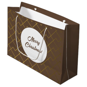 Grand Sac Cadeau Chic tendance Géométrique Brown doré