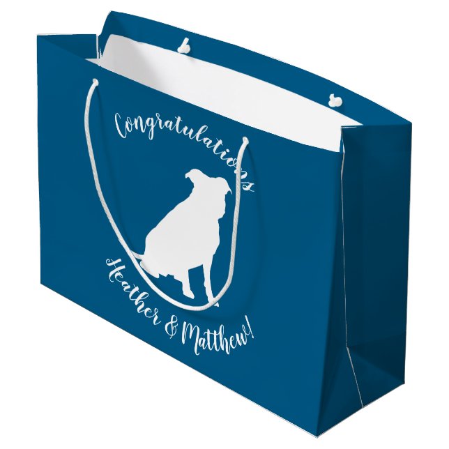 Grand Sac Cadeau Chien Baby shower Pit Pitbull Blue Boy (Dos Angle)