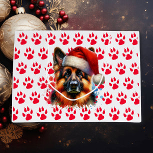 Grand Sac Cadeau Chien berger allemand à Noël