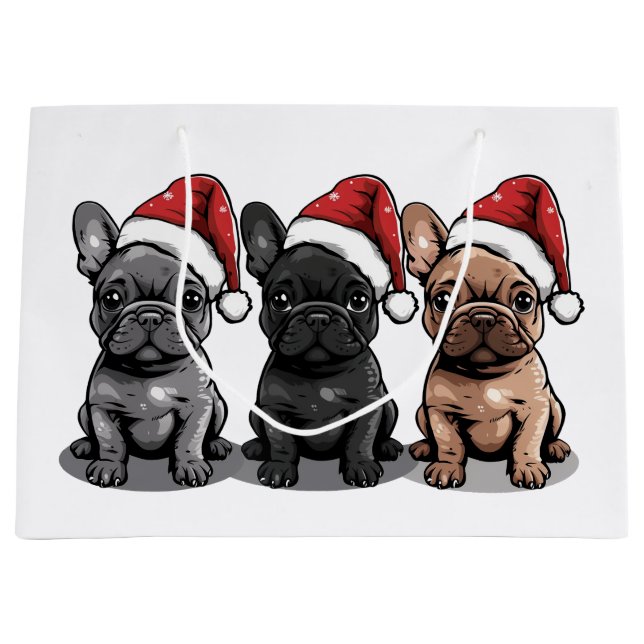 Grand Sac Cadeau Chien de Père Noël (Devant)