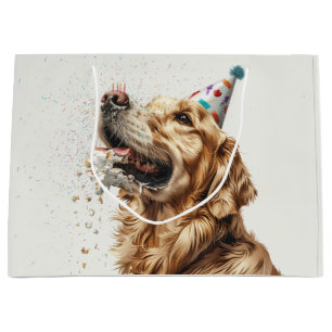 Grand Sac Cadeau Chien d'or de l'épreuve d'anniversaire