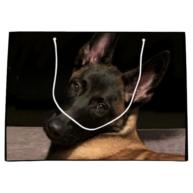 Grand Sac Cadeau Chien malinois (Devant)