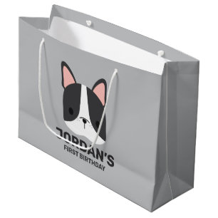 Grand Sac Cadeau Chien-taureau français mignon avec nom personnalis