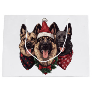 Grand Sac Cadeau Chiens bergers allemands de Noël