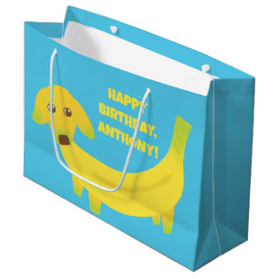 Grand Sac Cadeau Chiens de banane mignons drôle message personnalis