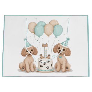 Grand Sac Cadeau Chiens de caniche normaux d'anniversaire
