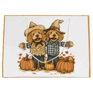 Grand Sac Cadeau Chiens de Goldendoodle de la récolte d'automne