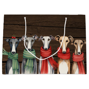 Grand Sac Cadeau Chiens de Greyhound mignons en Écharpes