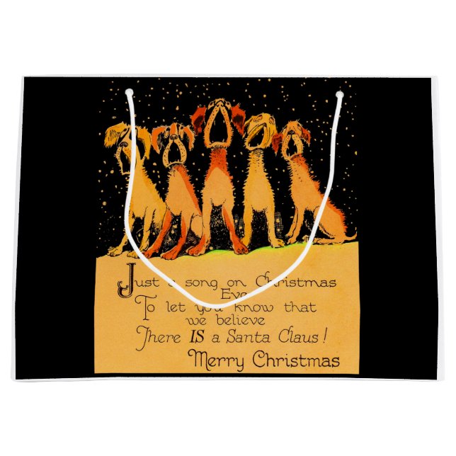 Grand Sac Cadeau Chiens de Noël 1920 imprimer (Devant)