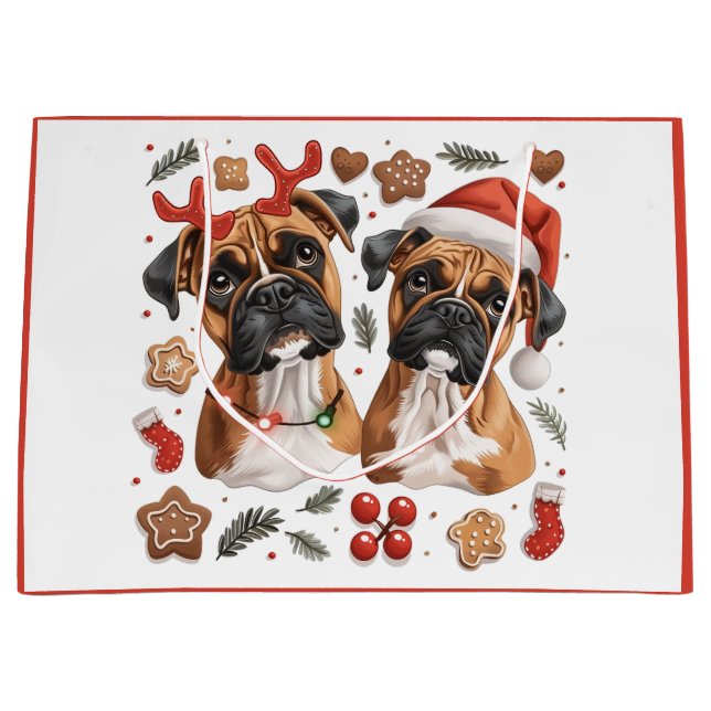Grand Sac Cadeau Chiens en boîte de Noël (Devant)