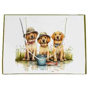 Grand Sac Cadeau Chiens Labrador Retriever pêchant