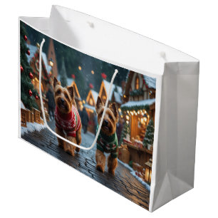Grand Sac Cadeau Chiens Terrier Wheaten Noël Neige Fêtes