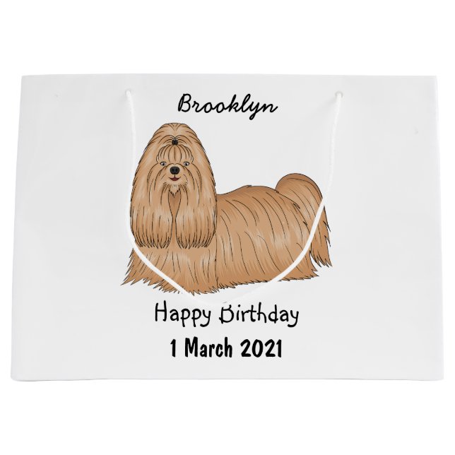 Grand Sac Cadeau Chih tzu long cheveux dessin de chien (Devant)