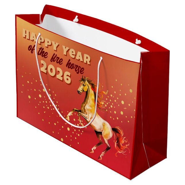 Grand Sac Cadeau Chinese Happy Year of the Fire Horse 2026  (Dos Angle)