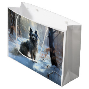 Grand Sac Cadeau Chinois Crested Laisser Il Neige Noël