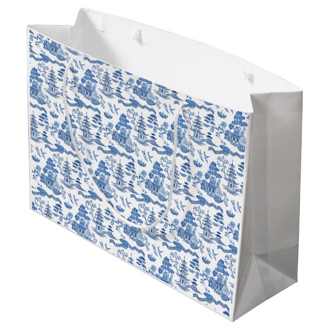 Grand Sac Cadeau Chinoiserie Blue Willow (Dos Angle)