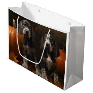 Grand Sac Cadeau Chiots Bluetick Coonhound Délice d'Automne Citroui