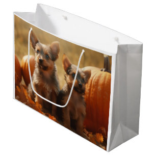 Grand Sac Cadeau Chiots Terrier Australien Délice d'Automne Citroui