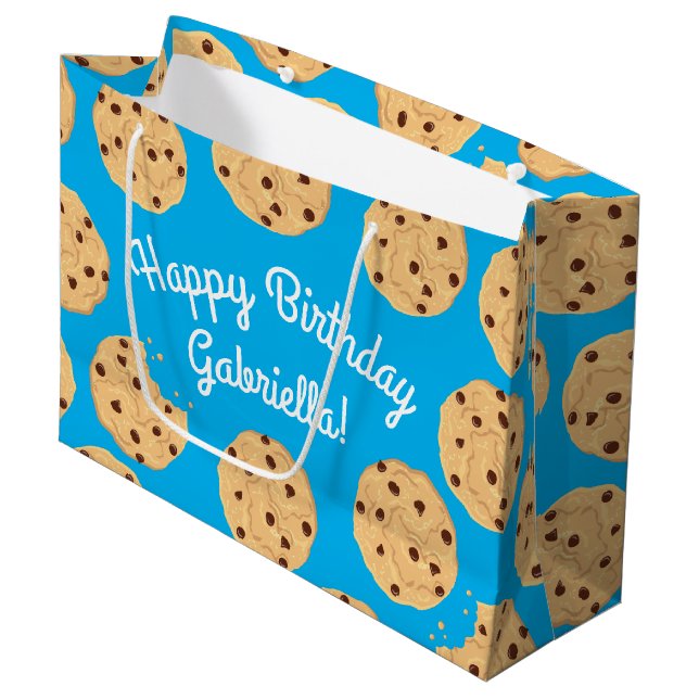 Grand Sac Cadeau Chocolat Chip Cookie Enfants 1er Anniversaire Part (Devant Angle)